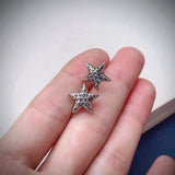 925 Silver Star Alphabet Stud Earrings Small Piercing Jewelry for Women EH064