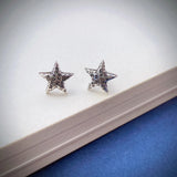 925 Silver Star Alphabet Stud Earrings Small Piercing Jewelry for Women EH064