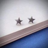 925 Silver Star Alphabet Stud Earrings Small Piercing Jewelry for Women EH064