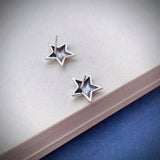 925 Silver Star Alphabet Stud Earrings Small Piercing Jewelry for Women EH064