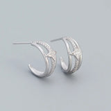 925 Silver Star Stud Earrings 3-Layer Boho Clip Jewelry Women