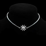 925 Silver Sunflower Zircon Charm Anklet Rhinestone Foot Chain Bracelet