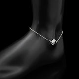 925 Silver Sunflower Zircon Charm Anklet Rhinestone Foot Chain Bracelet