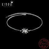 925 Silver Sunflower Zircon Charm Anklet Rhinestone Foot Chain Bracelet