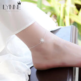 925 Silver Sunflower Zircon Charm Anklet Rhinestone Foot Chain Bracelet