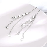 925 Silver Tassel Star Drop Earrings Christmas Gift Jewelry