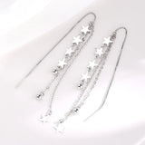 925 Silver Tassel Star Drop Earrings Christmas Gift Jewelry