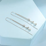 925 Silver Tassel Square Bead Drop Earring Party Jewelry