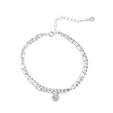 925 Sterling Silver Double Layer Small Beads Bracelet for Women