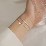 925 Sterling Silver Double Layer Small Beads Bracelet for Women