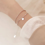 925 Sterling Silver Double Layer Small Beads Bracelet for Women