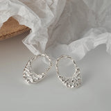 925 Silver Texture Earrings Foil Surface Geometric Hollowed