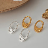 925 Silver Texture Earrings Foil Surface Geometric Hollowed