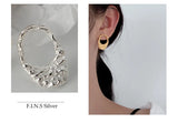 925 Silver Texture Earrings Foil Surface Geometric Hollowed