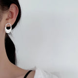 925 Silver Texture Earrings Foil Surface Geometric Hollowed