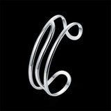 925 Silver 3 Circle Line Bangle Bracelet Woman Wedding Charm