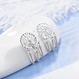 925 Silver Tree Of Life Dream Catcher Stud Earrings Women Vintage Jewelry