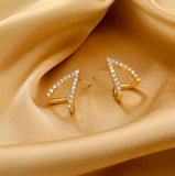 925 Silver V-Shape Stud Earring Clear CZ Ear Pin