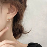 925 Silver V-Shape Stud Earring Clear CZ Ear Pin