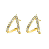 925 Silver V-Shape Stud Earring Clear CZ Ear Pin