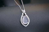 925 Silver Water Drop Pink Quartz Pendant Necklace for Women