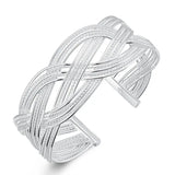 925 Silver Weave Bangle Bracelet - Women's Jewelry