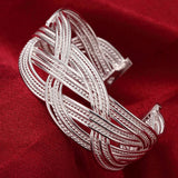 925 Silver Weave Bangle Bracelet - Women's Jewelry