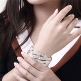 925 Silver Weave Bangle Bracelet - Women's Jewelry