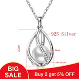 925 Silver Pearl Pendant Necklace 18 inch Chain Statement Necklace For Women