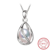 925 Silver Pearl Pendant Necklace 18 inch Chain Statement Necklace For Women