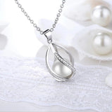 925 Silver Pearl Pendant Necklace 18 inch Chain Statement Necklace For Women