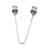925 Silver Bow Safety Chain with Petal Beads for Bracelet