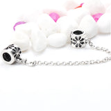 925 Silver Bow Safety Chain with Petal Beads for Bracelet