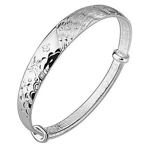 925 Silver Peacock Cuff Bracelet Adjustable Charm Bangle Girls Wedding Jewelry