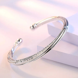 925 Sterling Silver Woman Charm Cuff Bracelet Linellae Adjustable Bangle