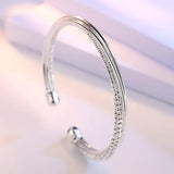 925 Sterling Silver Woman Charm Cuff Bracelet Linellae Adjustable Bangle