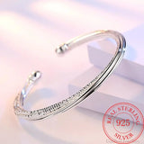 925 Sterling Silver Woman Charm Cuff Bracelet Linellae Adjustable Bangle