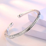 925 Sterling Silver Woman Charm Cuff Bracelet Linellae Adjustable Bangle