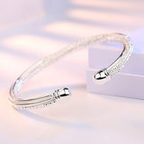 925 Sterling Silver Woman Charm Cuff Bracelet Linellae Adjustable Bangle