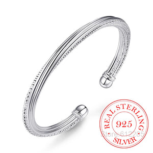 925 Silver Woman Charm Cuff Bracelet Linellae Adjustable Bangle