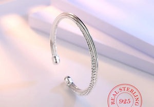 925 Silver Woman Charm Cuff Bracelet Linellae Adjustable Bangle