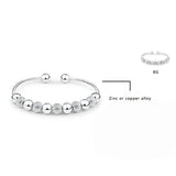 925 Sterling Silver Boho Beaded Bangle Bracelet for Party Wedding Jewelry