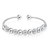 925 Sterling Silver Boho Beaded Bangle Bracelet for Party Wedding Jewelry