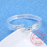 925 Silver Woman Cuff Bracelet Lucky Bangle