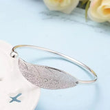 925 Silver Leaf Cuff Bracelet Adjustable Bangle Girls Party Jewelry