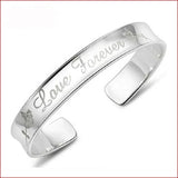 925 Silver Woman Cuff Bracelet Open Love Polishing Lucky Charm Bangle