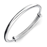 925 Silver Cuff Bracelet Glossy Vintage Bangle Lucky Charm Jewelry
