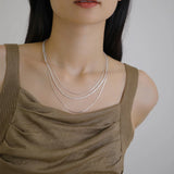 925 Silver Layered Bar Necklace Clavicle Chains NK163