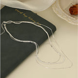 925 Silver Layered Bar Necklace Clavicle Chains NK163