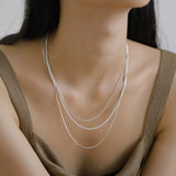 925 Silver Layered Bar Necklace Clavicle Chains NK163